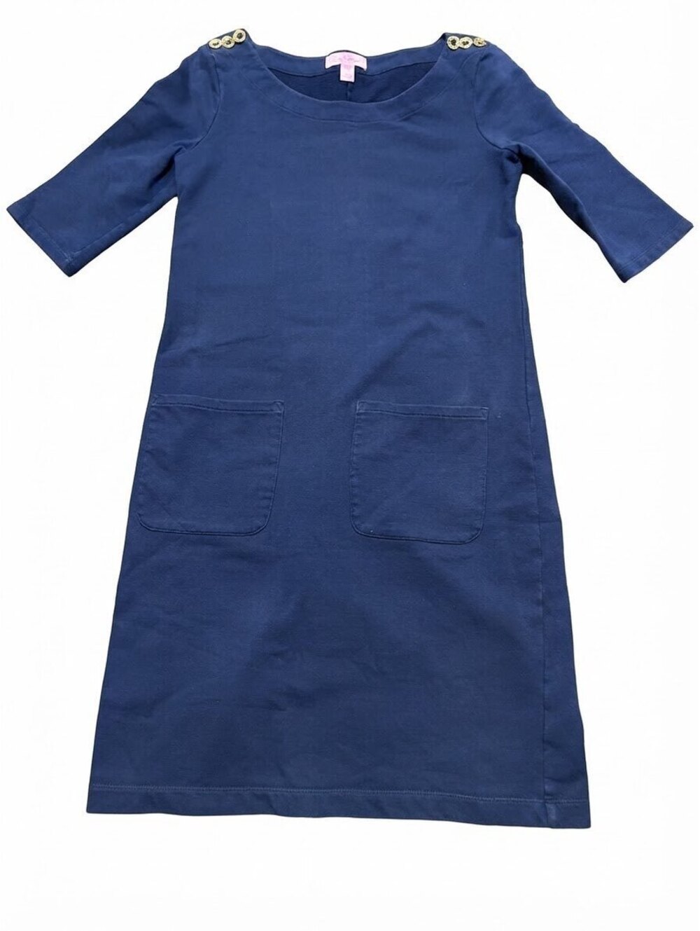 Lilly Pulitzer Navy Blue Gold Button Shift Dress XXS